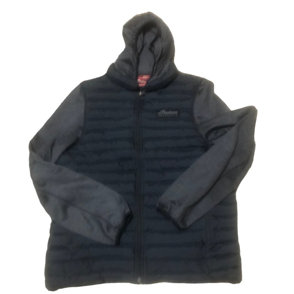 Indian Motorcycle Quilted Hooded Full Zip Puffer Jacket Men's Sz Medium
